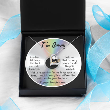 Apology Gift for Girlfriend, Wife, Soulmate - Sorry, Back In Time - Love Dancing Heart Pendant Necklace - Mallard Moon Gift Shop