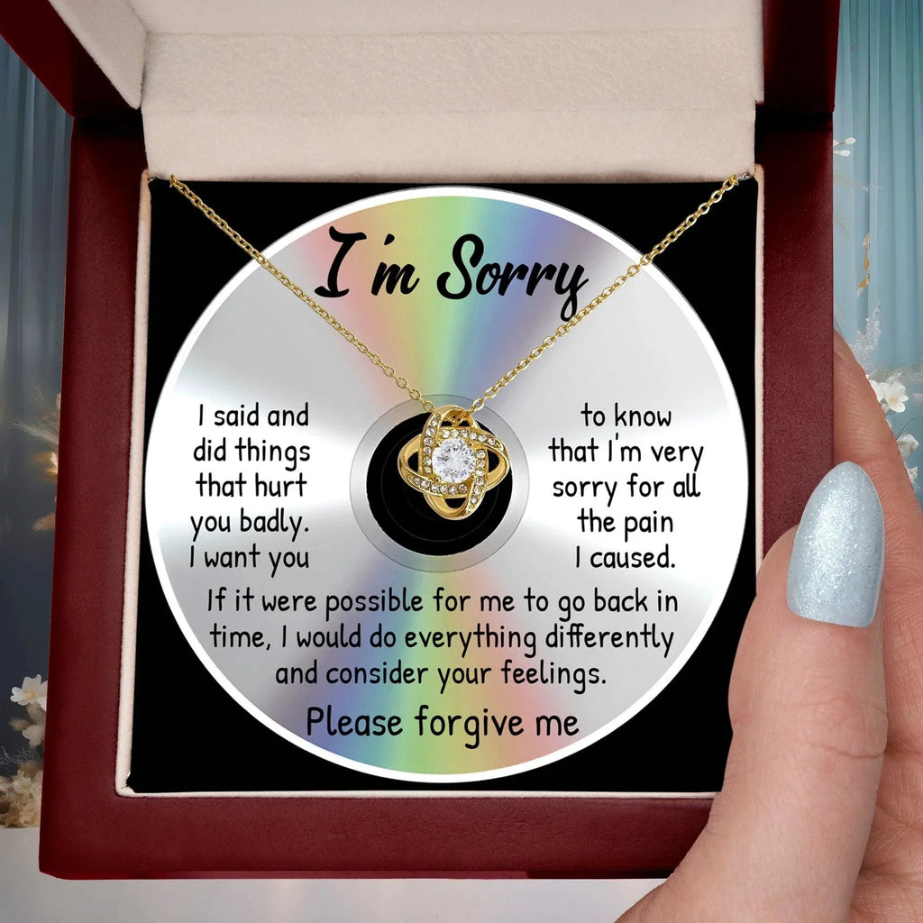 Apology Gift for Girlfriend, Wife, Soulmate - Sorry, Back In Time - Love Knot Pendant Necklace