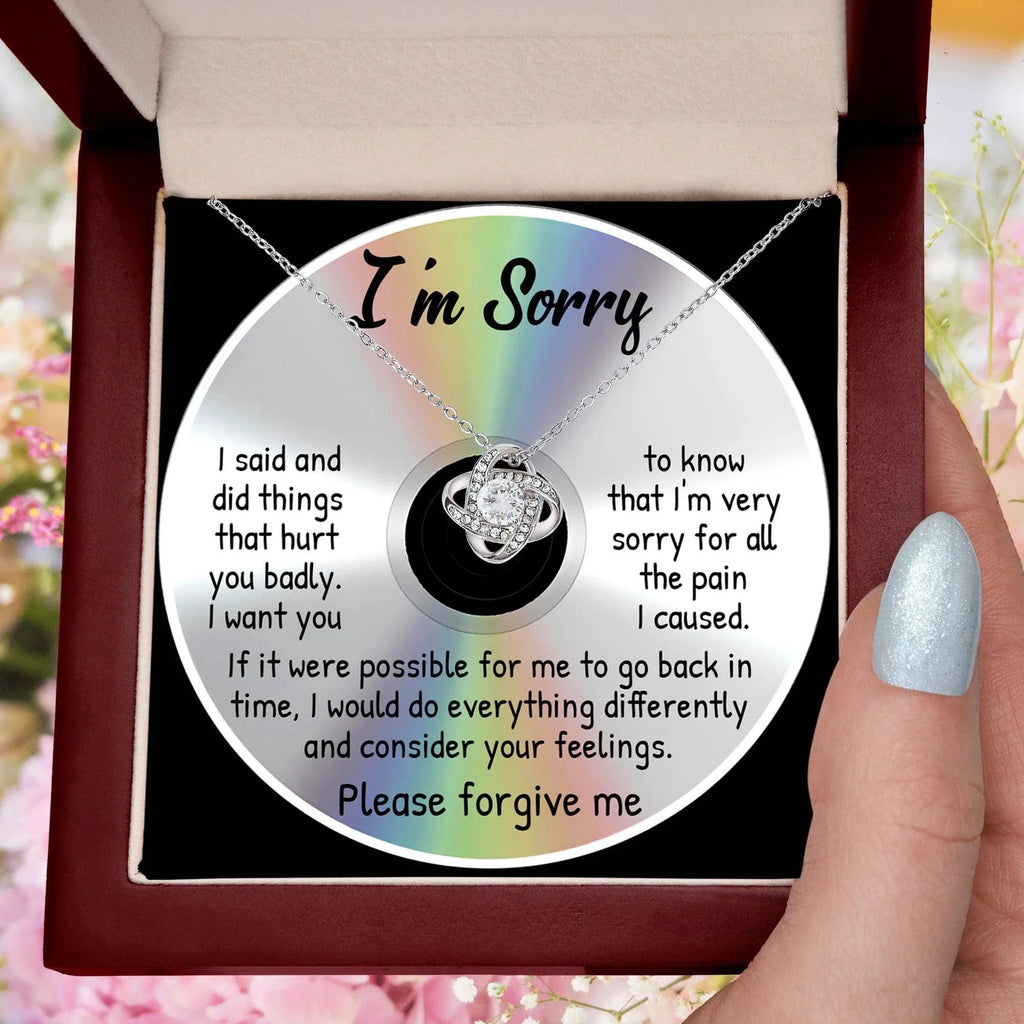 Apology Gift for Girlfriend, Wife, Soulmate - Sorry, Back In Time - Love Knot Pendant Necklace