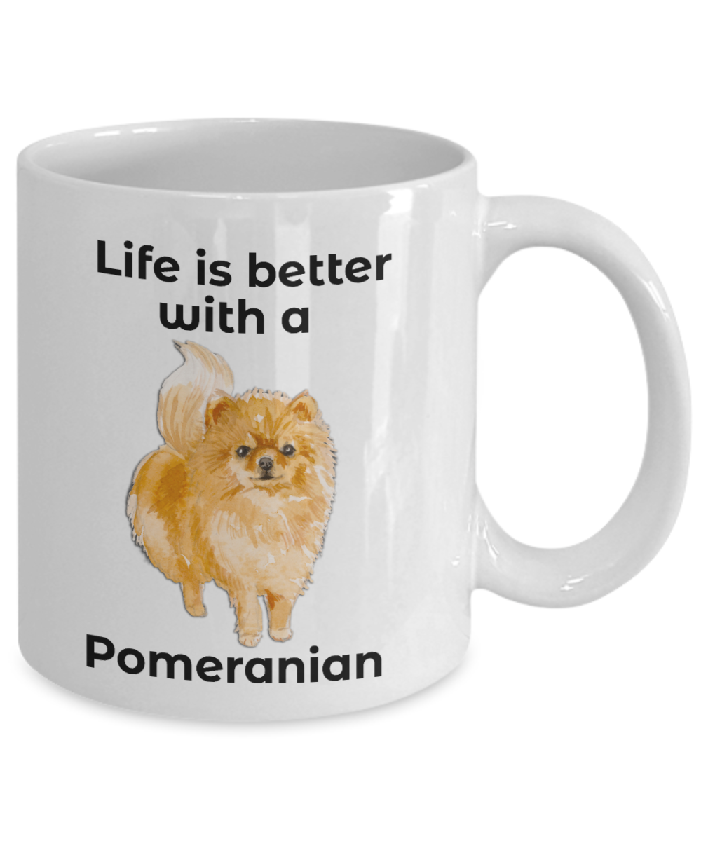 Pomeranian Dog Coffee Mug - Life is Better - Mallard Moon Gift Shop