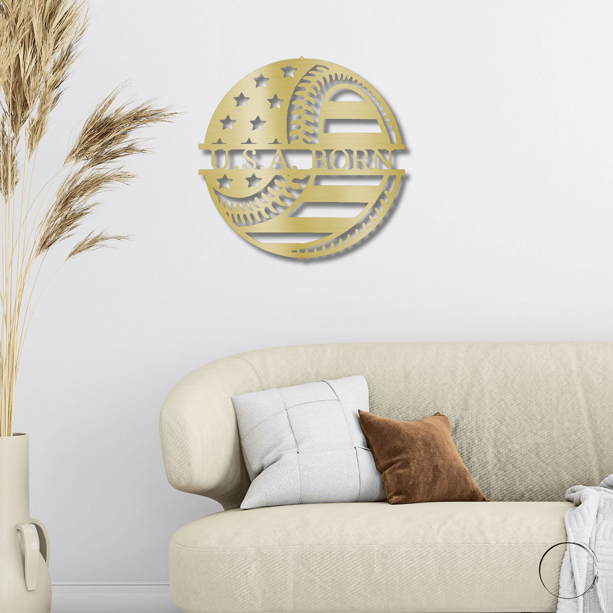 Baseball American Flag Custom Name Metal Art Wall Sign - Mallard Moon Gift Shop