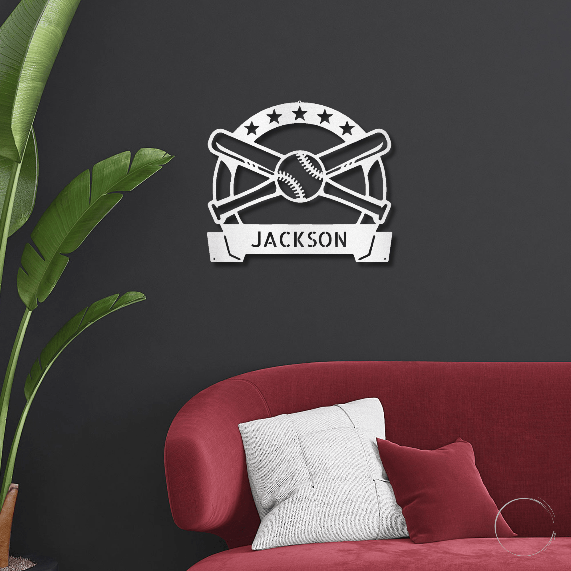 Baseball and Bats Custom Name Metal Art Wall Sign - Mallard Moon Gift Shop