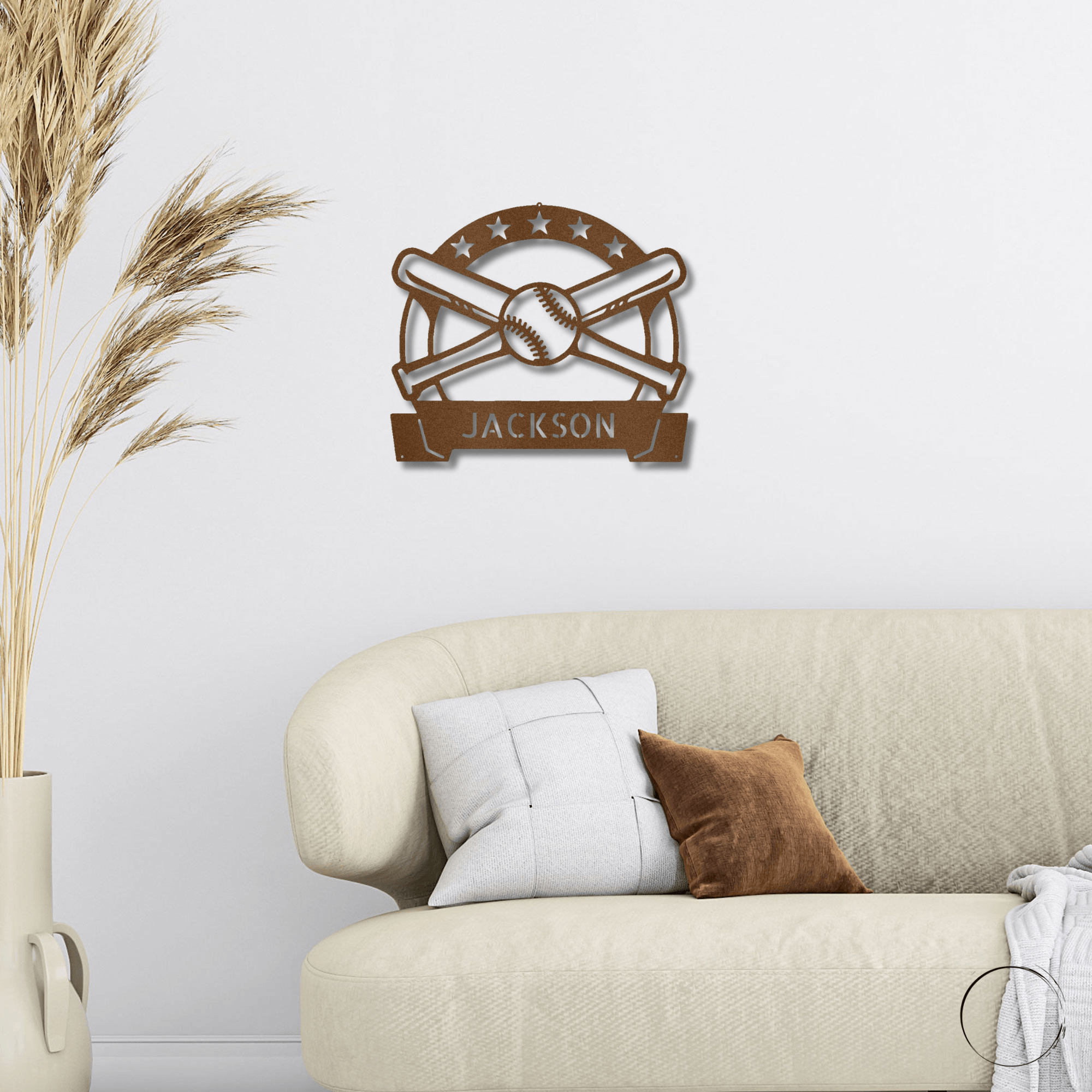 Baseball and Bats Custom Name Metal Art Wall Sign - Mallard Moon Gift Shop