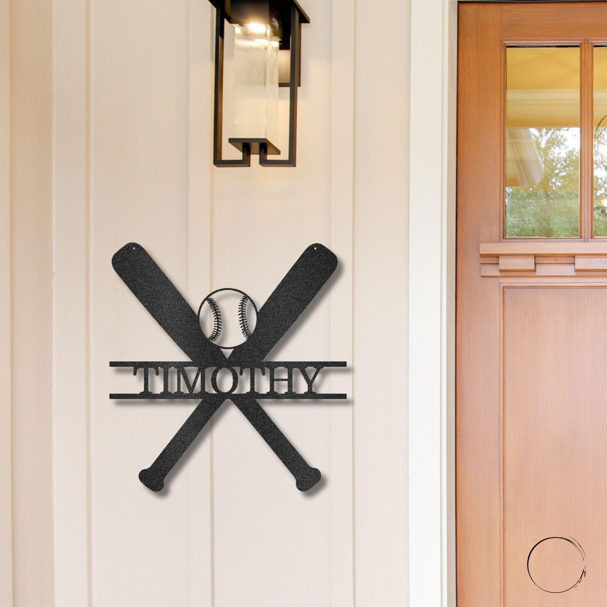 Baseball Bats and Balls Custom Name Metal Art Wall Sign - Mallard Moon Gift Shop