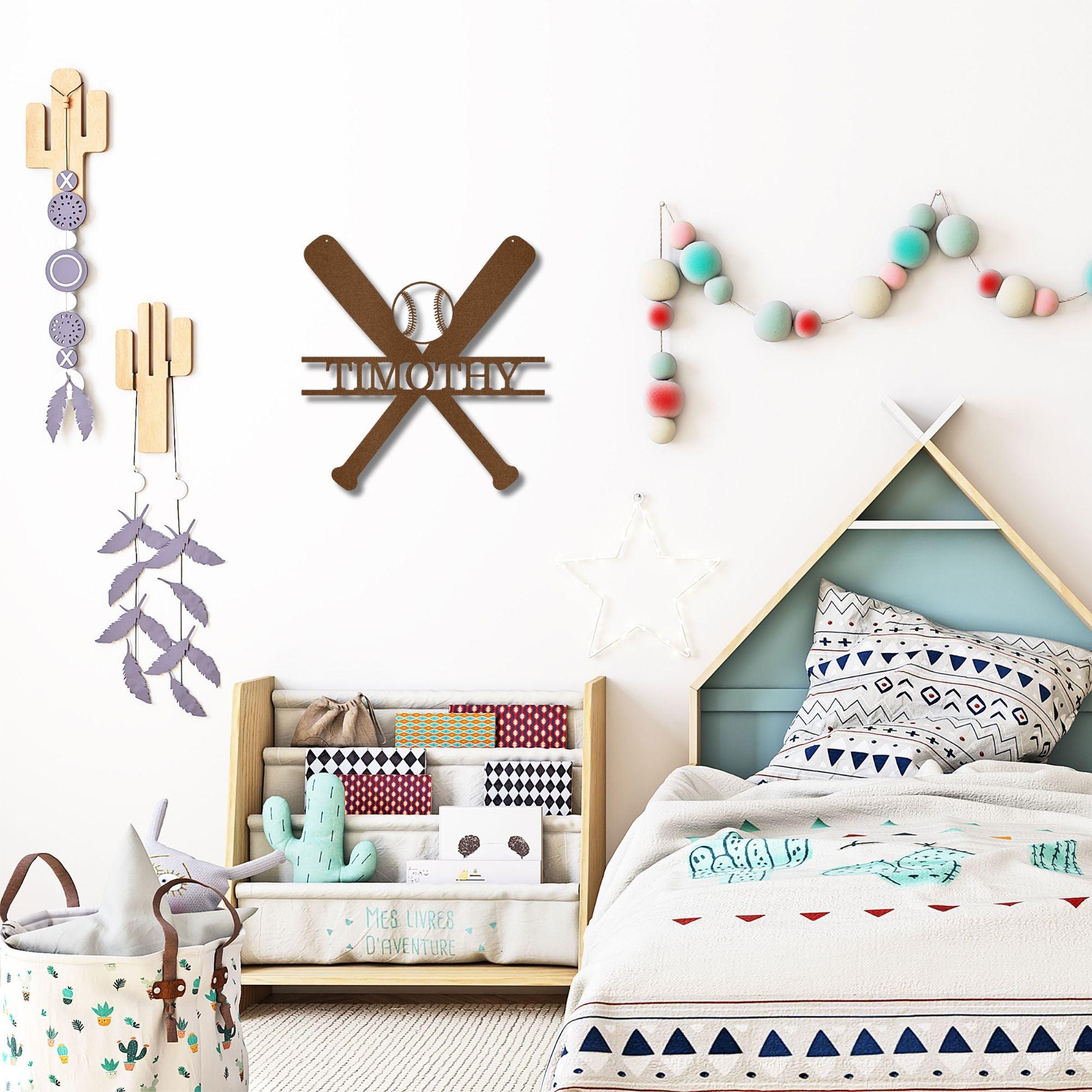 Baseball Bats and Balls Custom Name Metal Art Wall Sign - Mallard Moon Gift Shop