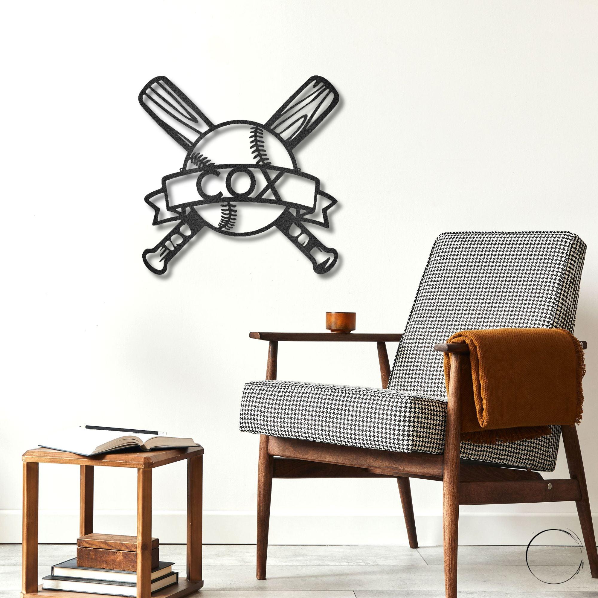 Baseball Bats and Balls Personalized Name Metal Art Wall Sign - Mallard Moon Gift Shop