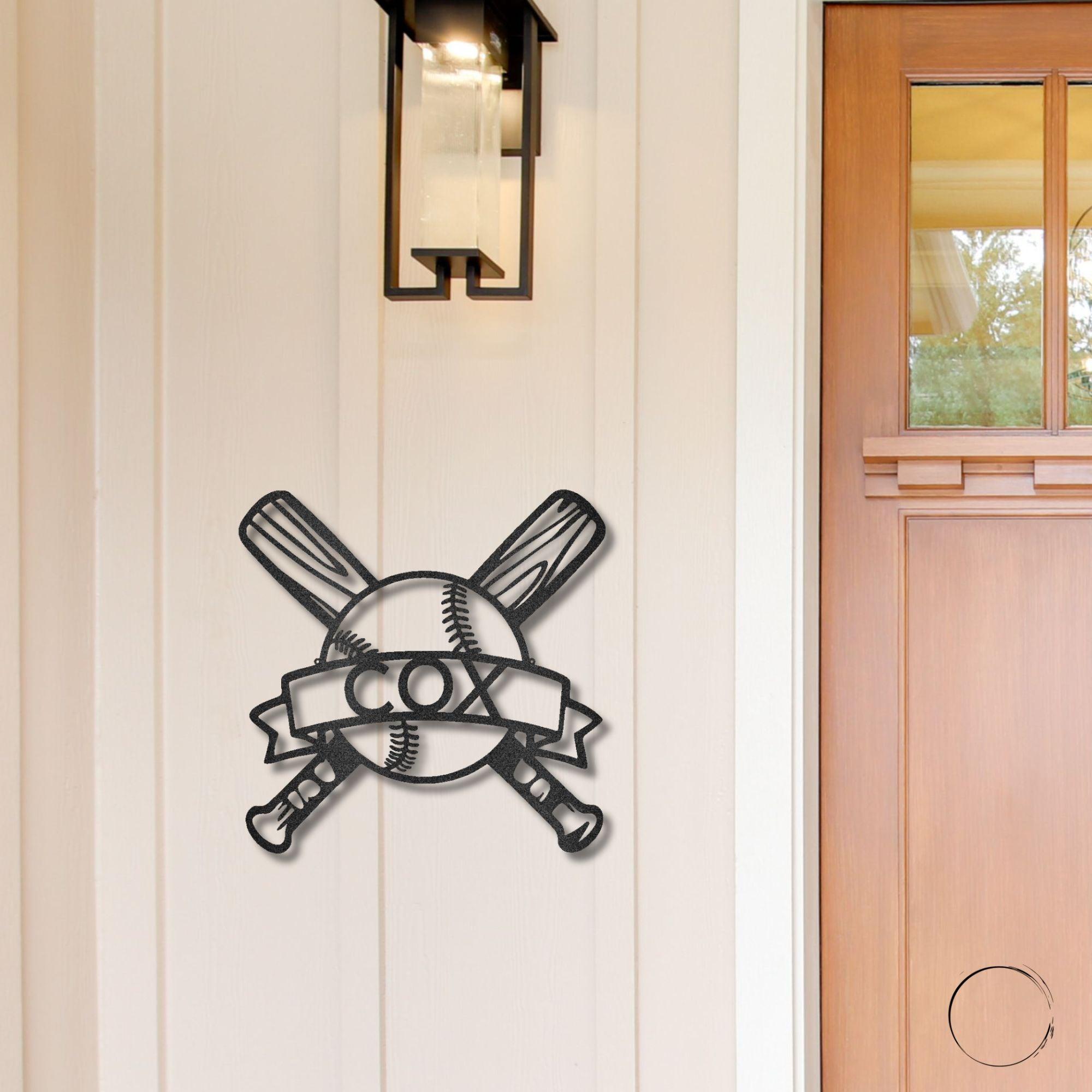 Baseball Bats and Balls Personalized Name Metal Art Wall Sign - Mallard Moon Gift Shop