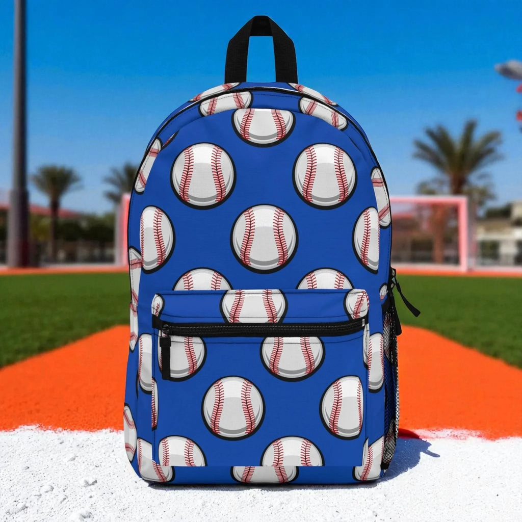 Baseball Print Backpack – Blue Sports Bag for Baseball Fans – Lightweight, Waterproof & Durable Gear Bag