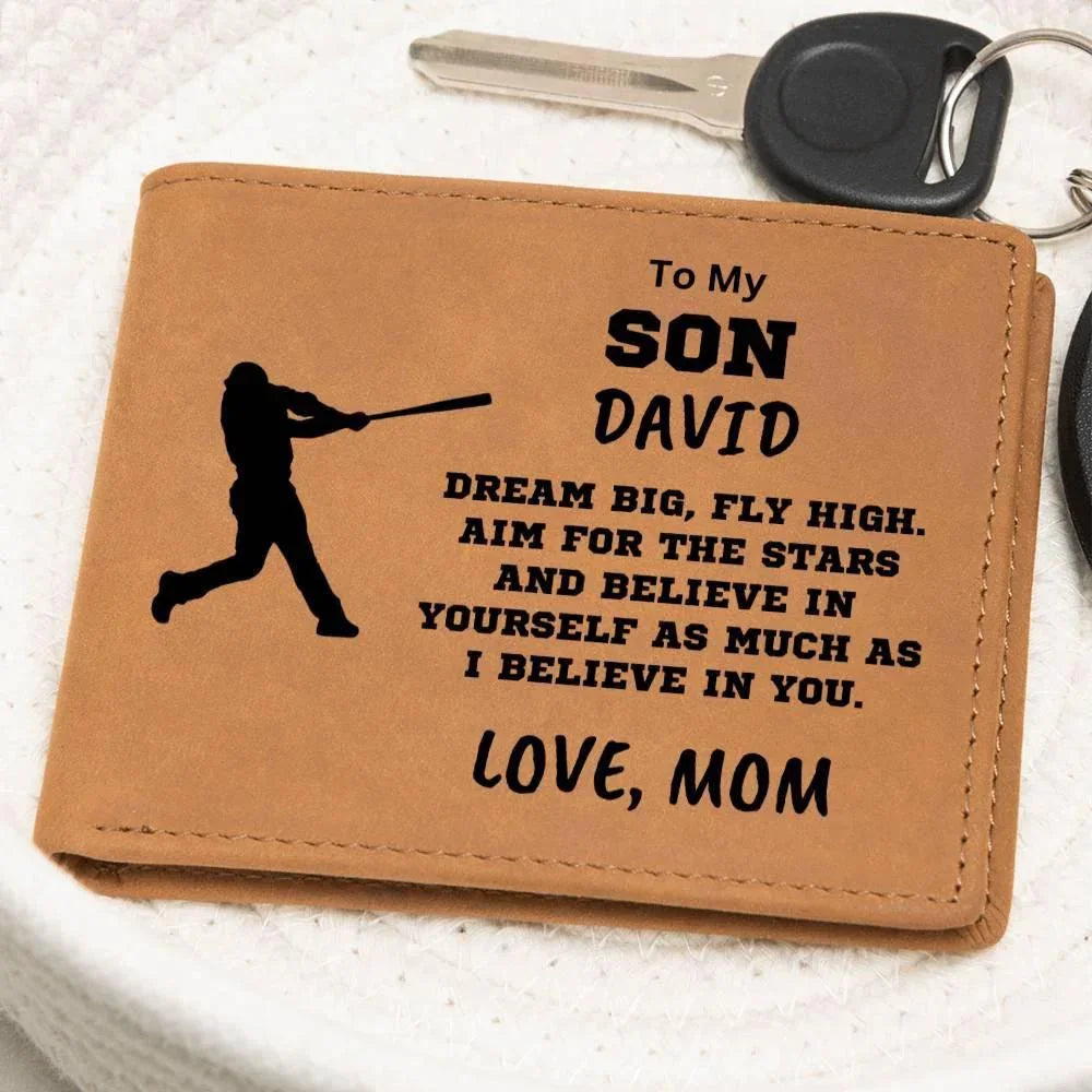 Baseball Player Personalized Graphic Leather Wallet