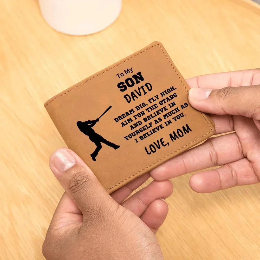 Baseball Player Personalized Graphic Leather Wallet