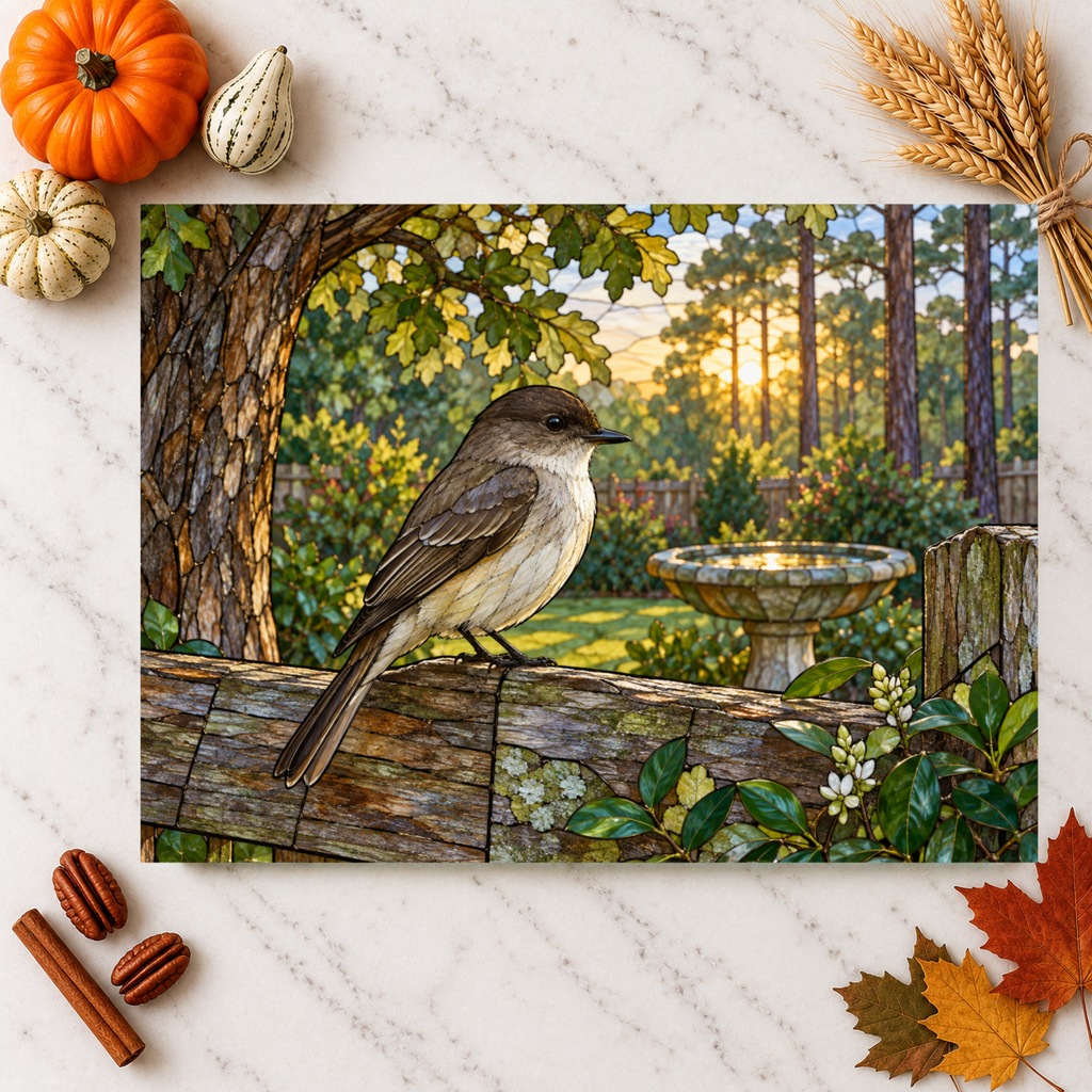 Eastern Phoebe Glass Cutting Board, Backyard Bird Kitchen Decor, Birdwatcher Gift, Bird Lover Gift, Nature Inspired Serving Board