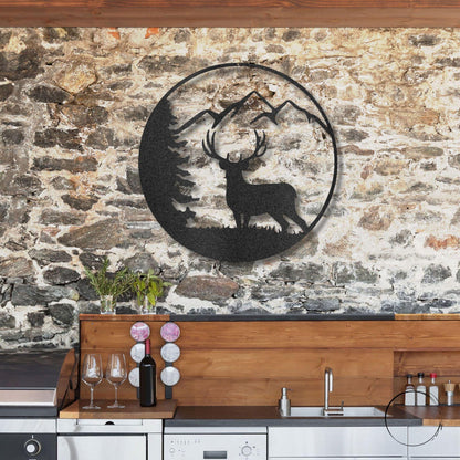 Deer Scene Metal Art Wall Sign - Mallard Moon Gift Shop