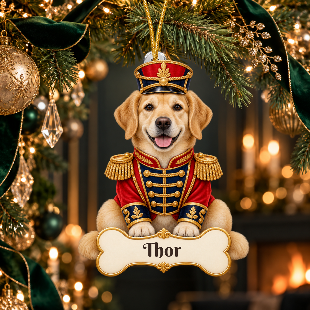 Personalized Nutcracker Dog Christmas Ornament from Photo, Custom Pet Portrait Acrylic Cutout, Nutcracker Soldier Holiday Dog Lover Gift