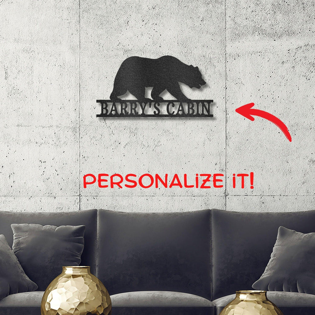 Bear Personalized Name Indoor Outdoor Steel Wall Sign Metal Art
