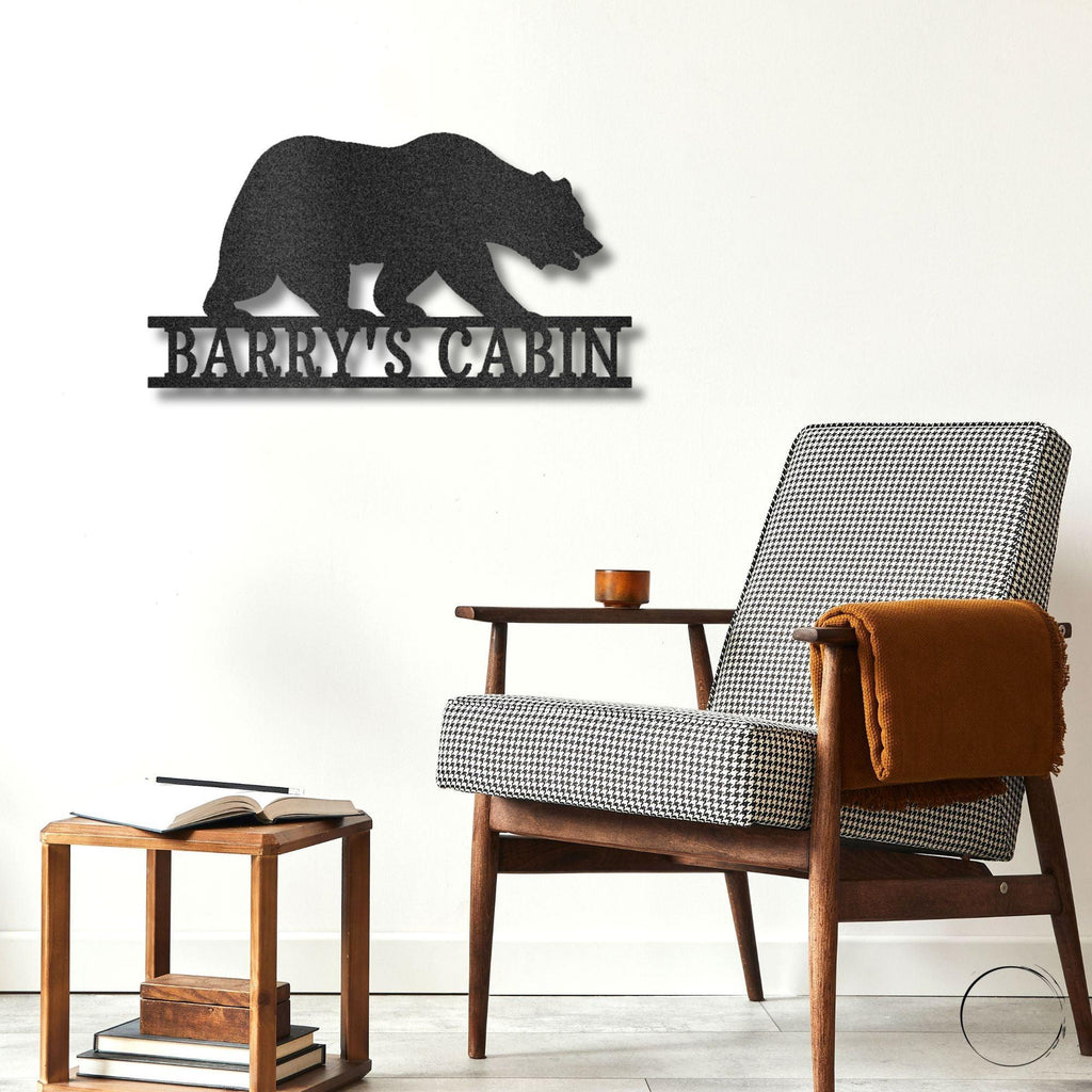 Bear Personalized Name Indoor Outdoor Steel Wall Sign Metal Art