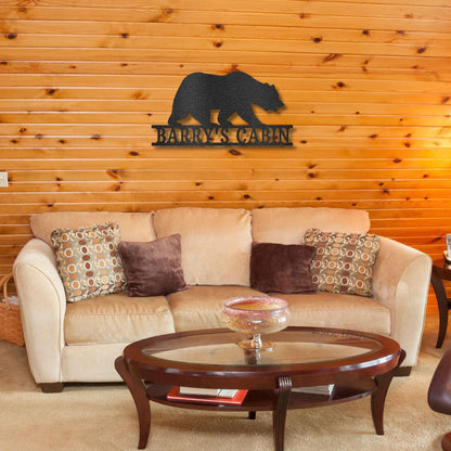 Bear Personalized Name Indoor Outdoor Steel Wall Sign Metal Art - Mallard Moon Gift Shop