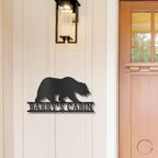 Bear Personalized Name Indoor Outdoor Steel Wall Sign Metal Art