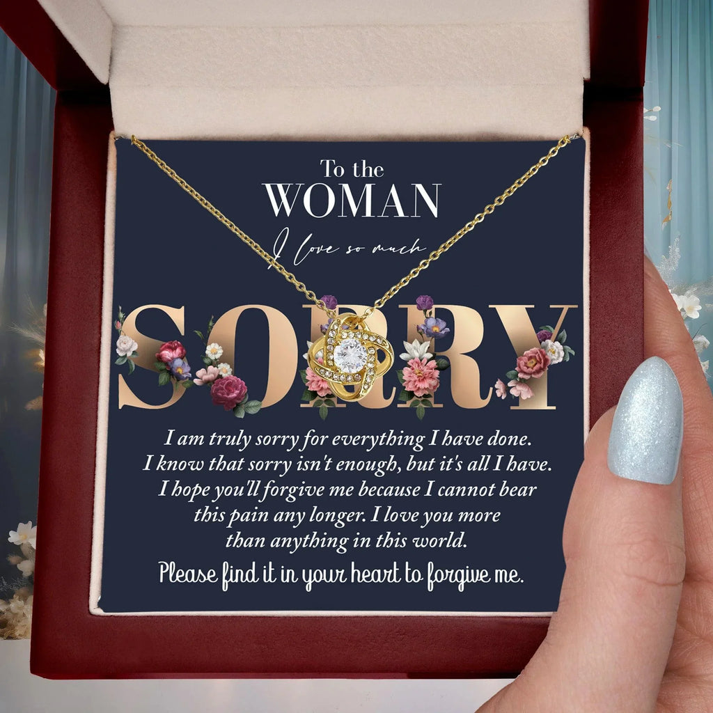 Apology Gift for Girlfriend, Wife, Soulmate - Sorry, Bear This Pain - Love Knot Pendant Necklace
