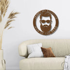 Bearded Man Monogram Personalized Steel Wall Sign Art