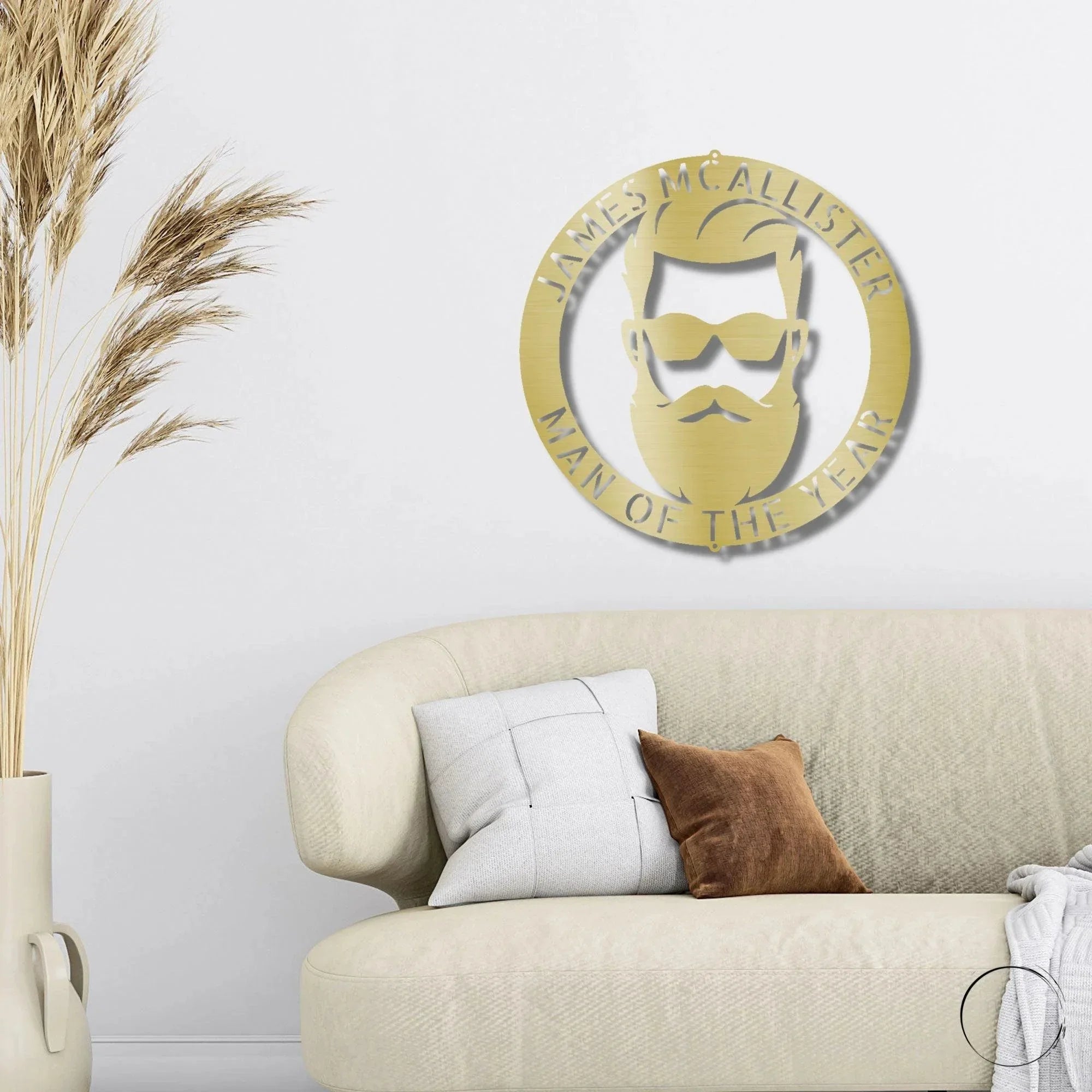 Bearded Man Monogram Personalized Steel Wall Sign Art