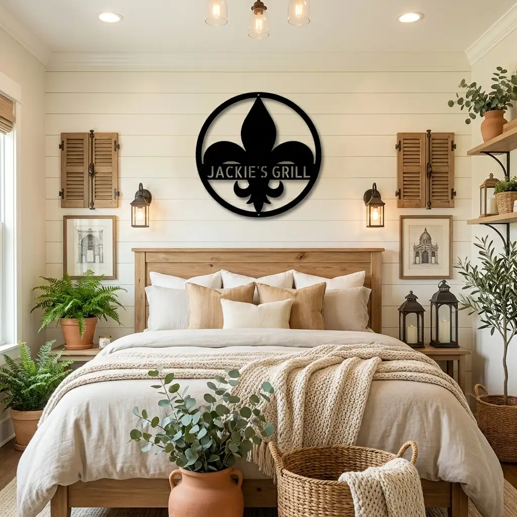 Personalized Fleur de Lis Metal Wall Art | Custom Name Metal Sign | French Country Decor | Family Name Sign | Made in USA