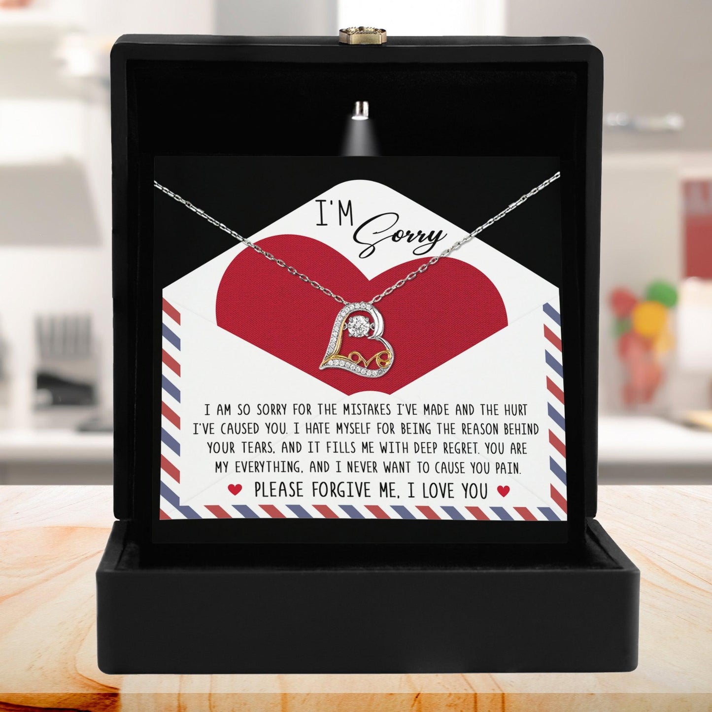 Apology Gift for Girlfriend, Wife, Soulmate - Sorry, Behind Your Tears - Love Dancing Heart Pendant Necklace - Mallard Moon Gift Shop