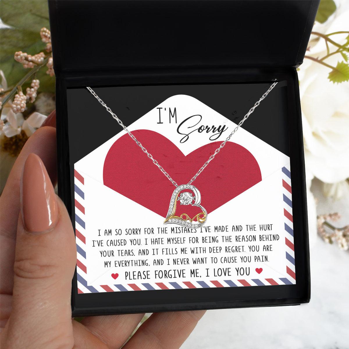 Apology Gift for Girlfriend, Wife, Soulmate - Sorry, Behind Your Tears - Love Dancing Heart Pendant Necklace - Mallard Moon Gift Shop