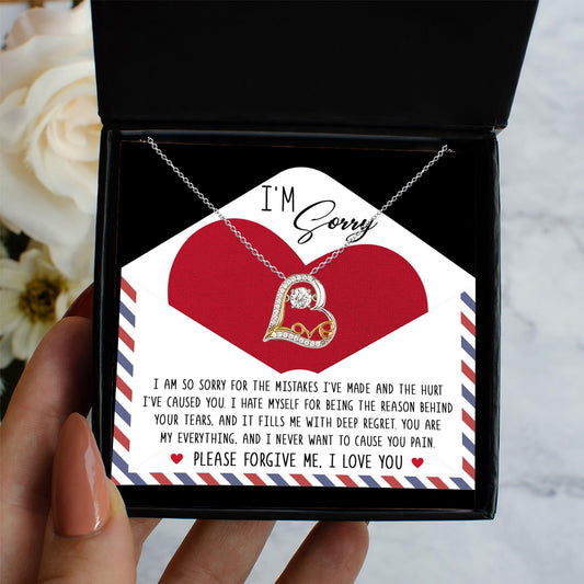 Apology Gift for Girlfriend, Wife, Soulmate - Sorry, Behind Your Tears - Love Dancing Heart Pendant Necklace - Mallard Moon Gift Shop