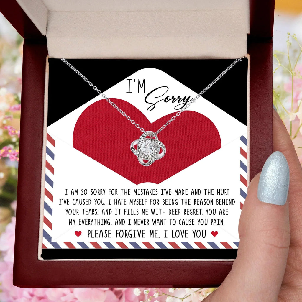 Apology Gift for Girlfriend, Wife, Soulmate - Sorry, Behind Your Tears - Love Knot Pendant Necklace