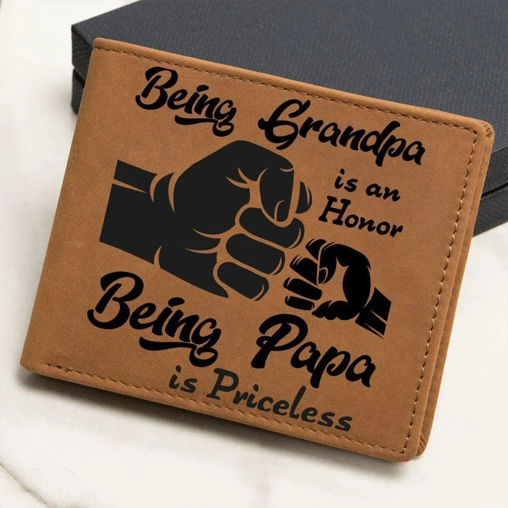 Being Grandpa is an Honor Leather Wallet