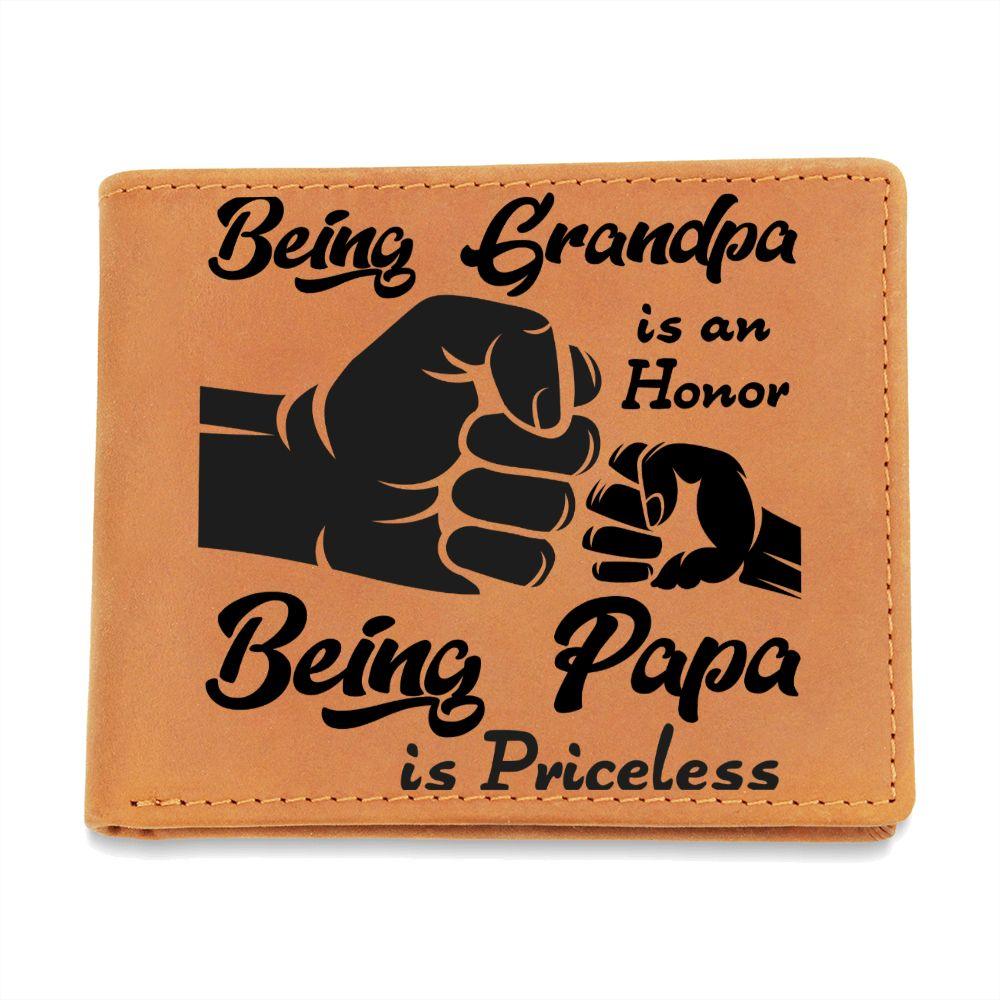 Being Grandpa is an Honor Leather Wallet - Mallard Moon Gift Shop
