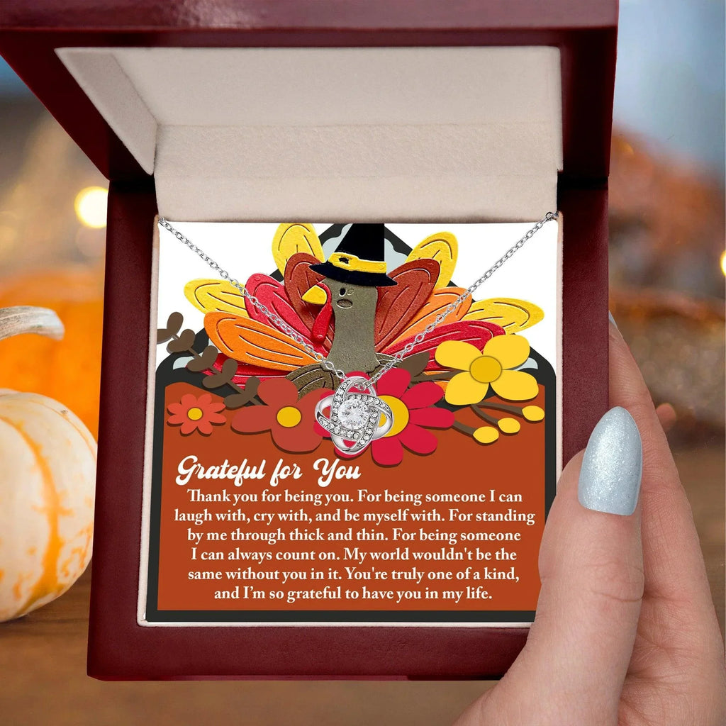 Thanksgiving Gift for Her – “Grateful for You” Necklace with Message Card | Heartfelt Jewelry Gift for Mom, Sister, or Best Friend