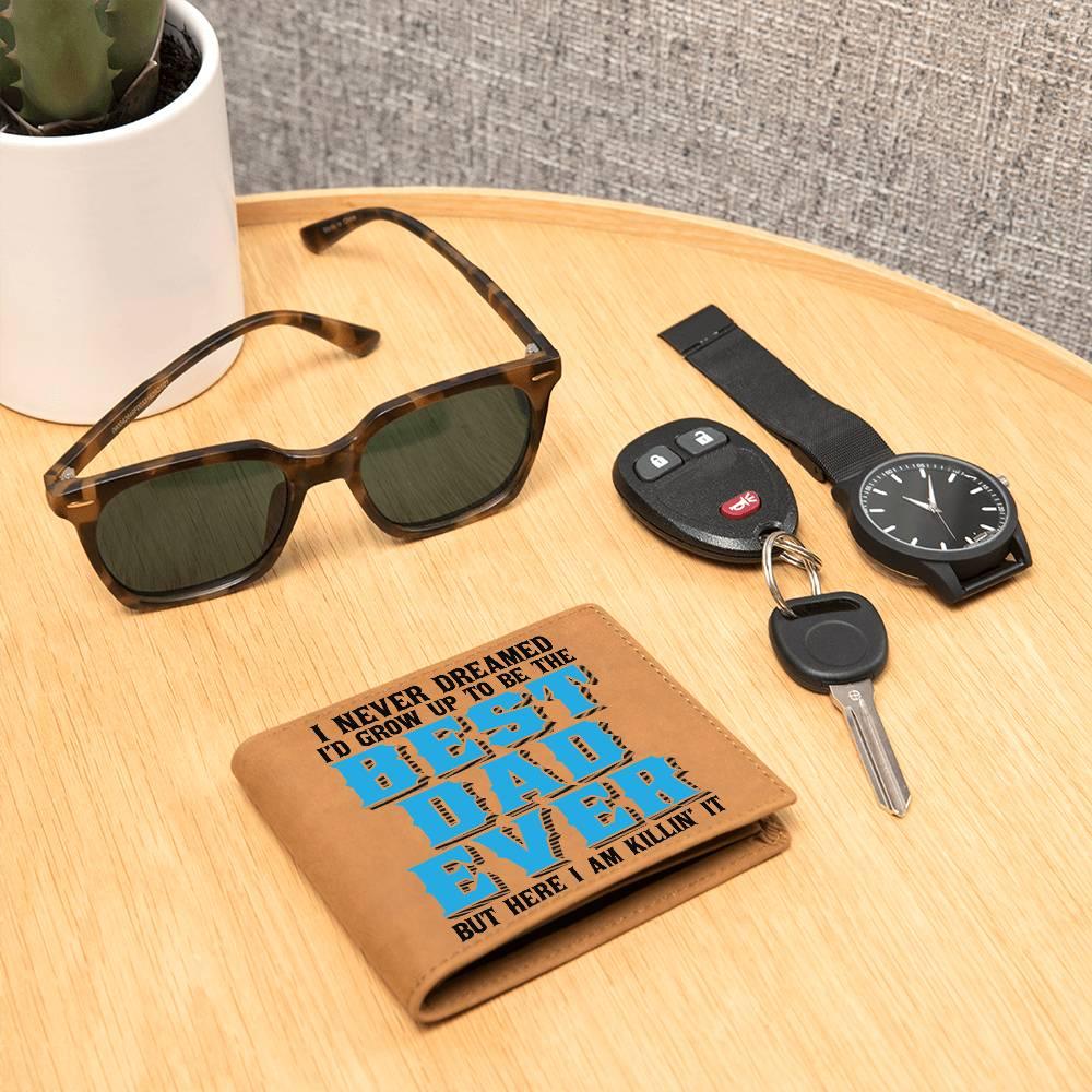 Best Dad Ever Custom Printed Leather Wallet - Mallard Moon Gift Shop