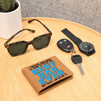 Best Dad Ever Custom Printed Leather Wallet - Mallard Moon Gift Shop