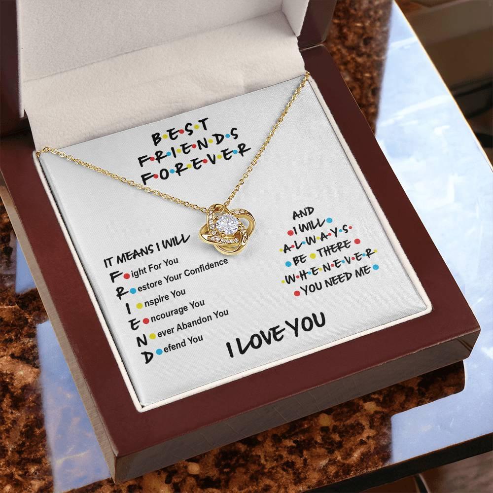 Best Friends Will Always Be There Love Knot Pendant Necklace - Mallard Moon Gift Shop