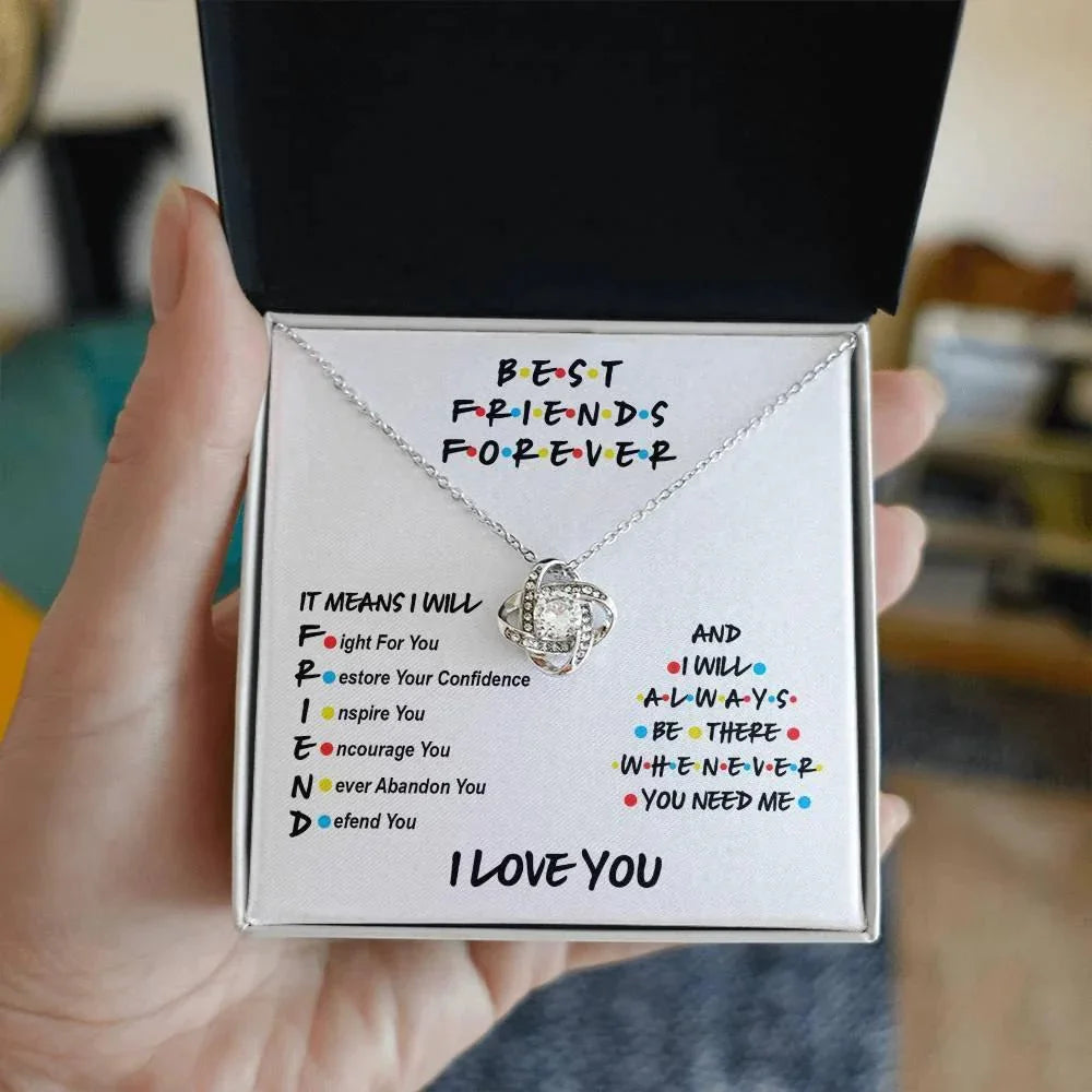 Best Friends Will Always Be There Love Knot Pendant Necklace