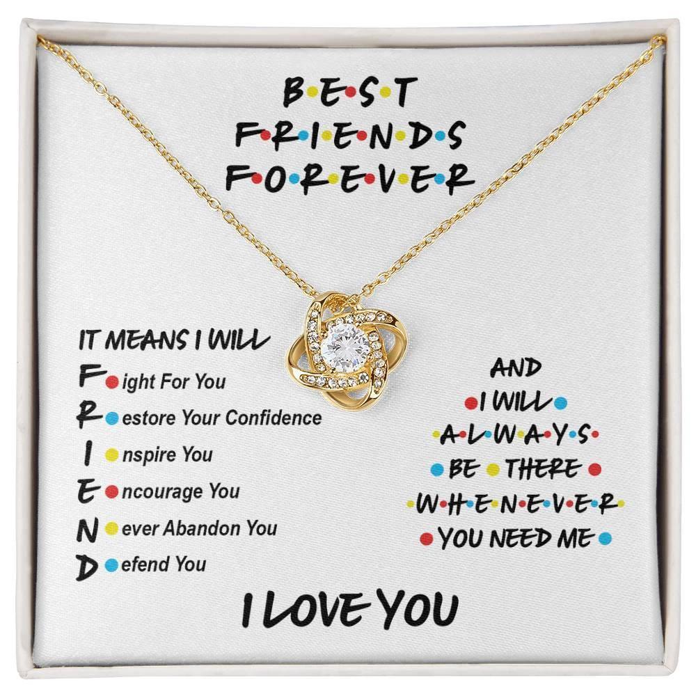 Best Friends Will Always Be There Love Knot Pendant Necklace