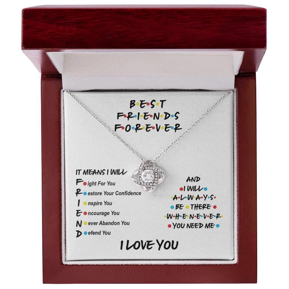 Best Friends Will Always Be There Love Knot Pendant Necklace
