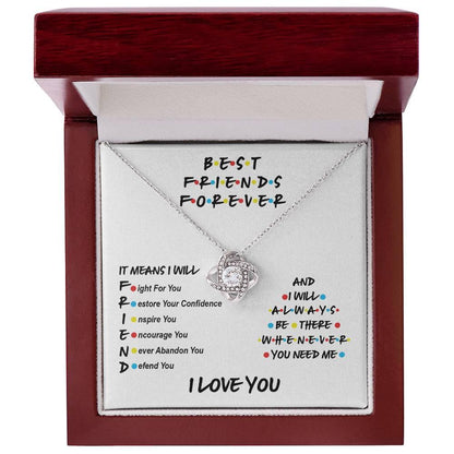 Best Friends Will Always Be There Love Knot Pendant Necklace - Mallard Moon Gift Shop