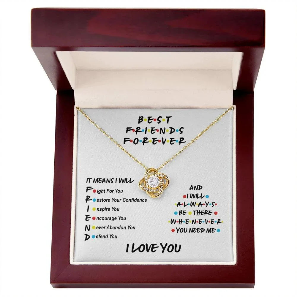 Best Friends Will Always Be There Love Knot Pendant Necklace