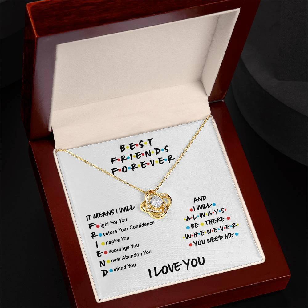 Best Friends Will Always Be There Love Knot Pendant Necklace