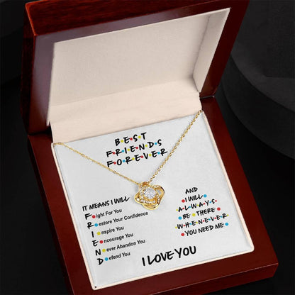 Best Friends Will Always Be There Love Knot Pendant Necklace - Mallard Moon Gift Shop