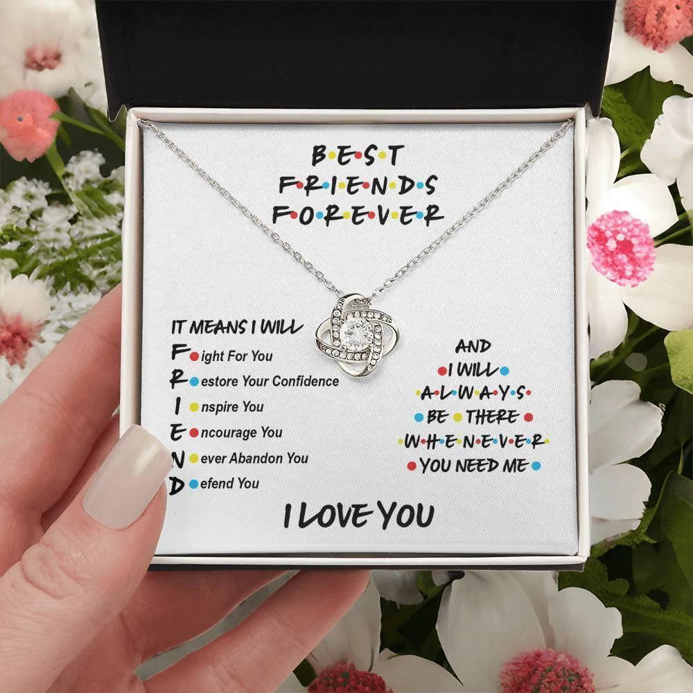 Best Friends Will Always Be There Love Knot Pendant Necklace