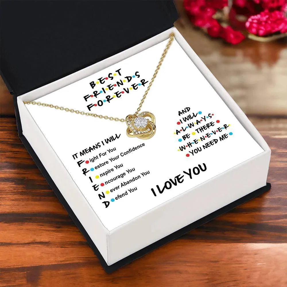 Best Friends Will Always Be There Love Knot Pendant Necklace