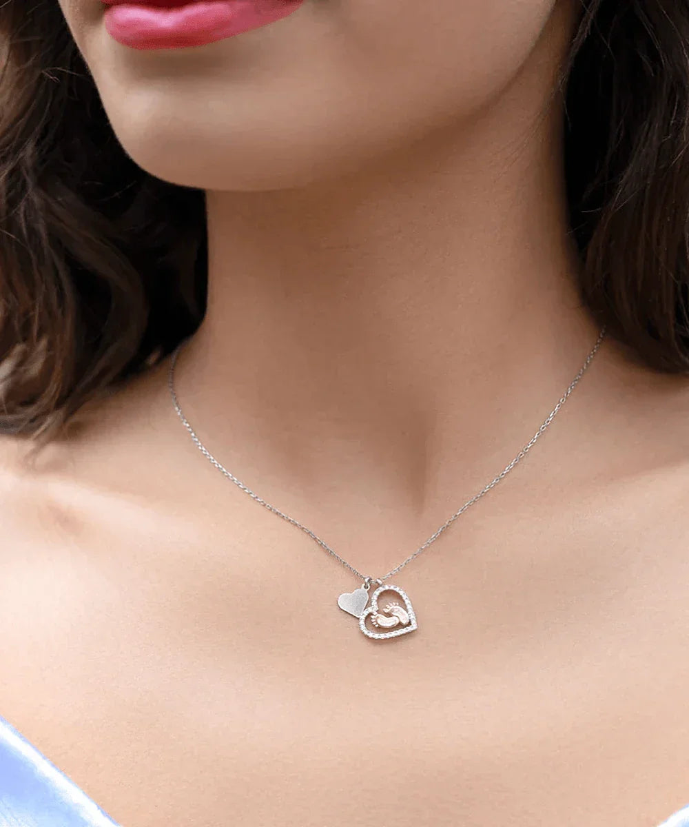 Best Mommy Pregnancy Gift Love from the Bump Baby Feet Charm Necklace