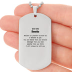 Bestie Silver Dog Tag Engraved Necklace You are braver than you believe, stronger than you seem, Inspirational Birthday, Christmas Gifts