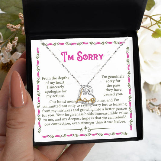 Gift for Girlfriend, Wife - Sorry, A Better Person - Love Dancing Heart Pendant Necklace - Mallard Moon Gift Shop