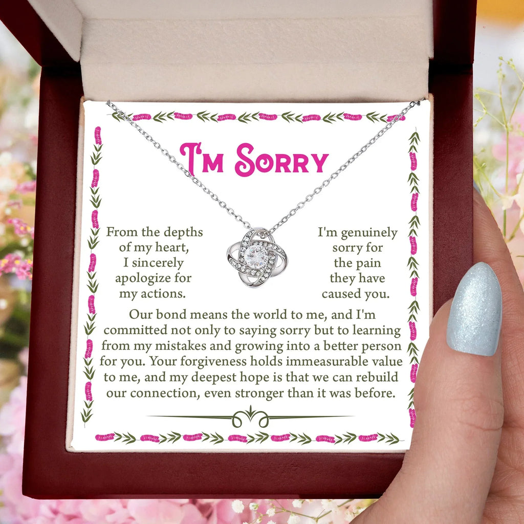 Apology Gift for Girlfriend, Wife - Sorry, For the Pain I Caused - Love Knot Pendant Necklace