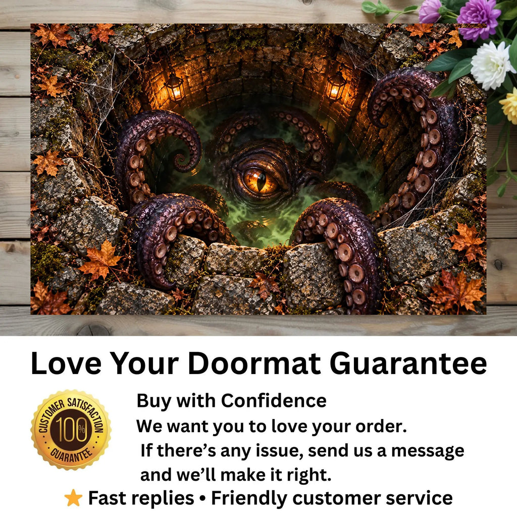 Tentacle Monster Halloween Doormat, 3D Creepy Creature Optical Illusion Mat, Horror Welcome Mat, Spooky Halloween Porch Decor