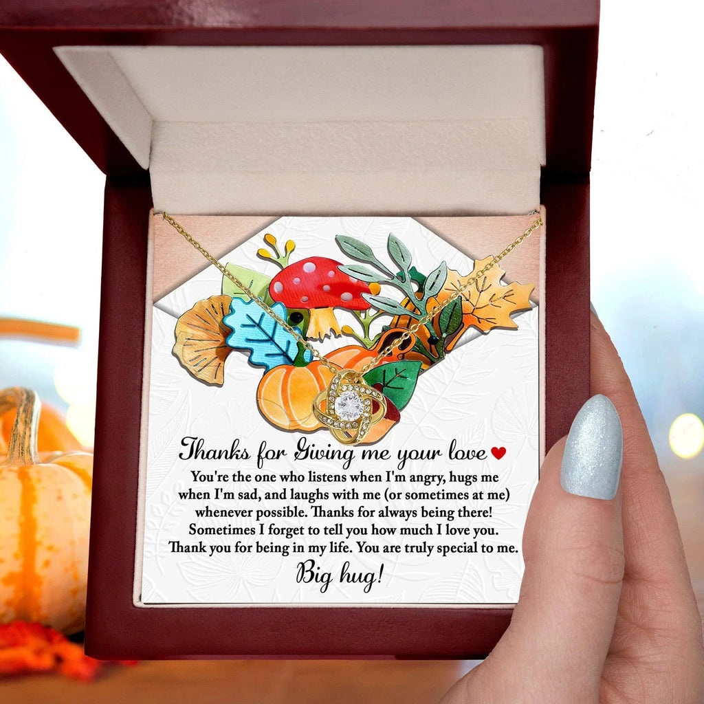 Thanksgiving Gift for Her – “Thanks for Giving Me Your Love” Necklace with Message Card | Heartfelt Gratitude Gift for Mom, Sister, or Best Friend